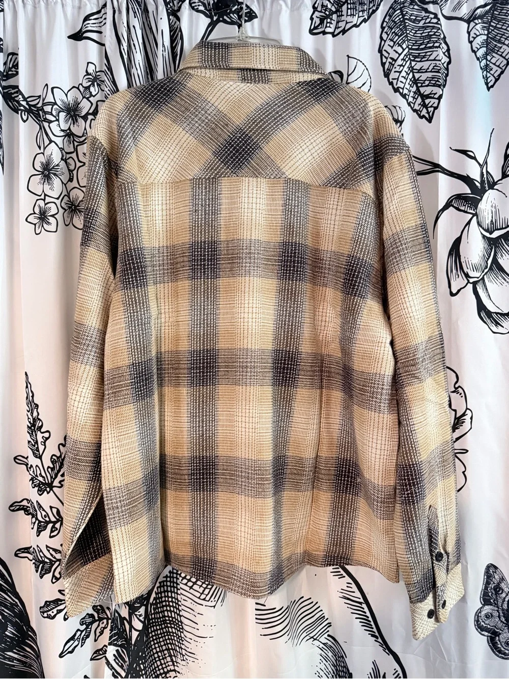 Men's Beige Plaid Lightweight Zip Shirt Jacket